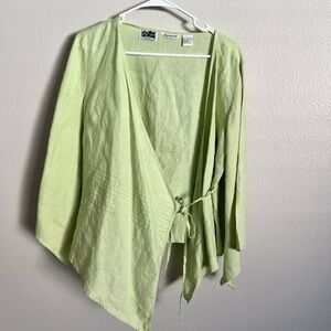 VTG Richard Malcolm 100% Irish Linen Light Green Women's Wrap Top Large